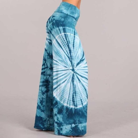 Women's Tie-Dye Wide Leg Palazzo Pants - Picture 3 of 3